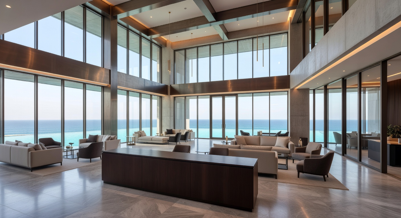 Resort lobby with modern architectural design